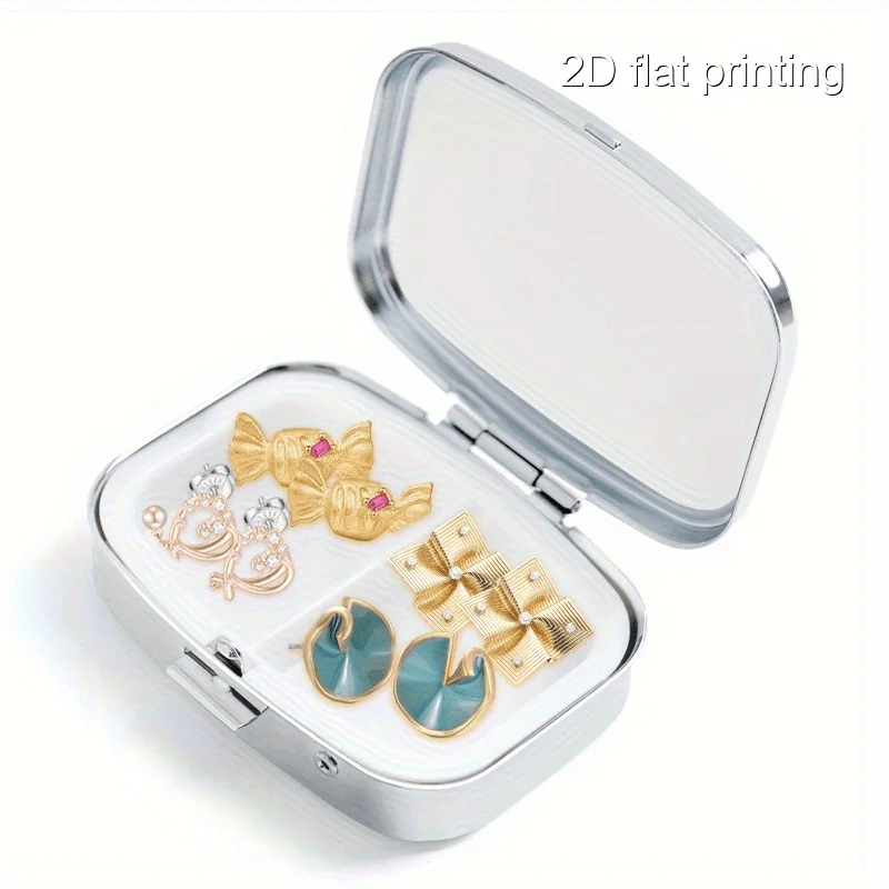 Square Small Box with Flying Pattern and Strawberry Print, Two-Compartment Metal Box, Mini Portable Box, Suitable for Travel, Outdoor Activities, or as a Portable Small Box for Wallets or Bags, Decorative Jewelry and Earrings Multi-Functional Metal Box, Small Box for Vitamins, Multi-Compartment Storage Box, Organizer Box, Suitable for Home Use, Travel, Sealed and Moisture-Proof, Unique Holiday Gift, Birthday Small Gift, Collection Box