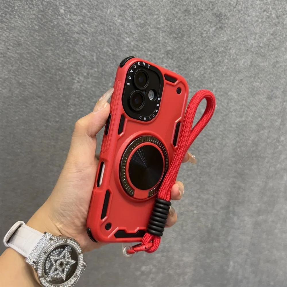 

For iPhone 17 Pro Max Case Red Mech, Rotating Magnetic Stand, Military-Grade Shockproof Compatible with iPhone 16 15 14 13 12 11