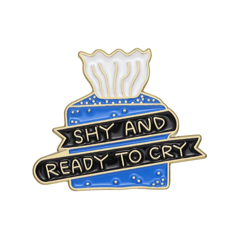 Cartoon Shy and Ready To Cry Enamel Pin Mental Health Brooch Tissue Box  Gift for Friends Badge Lapel Backpack Jewelry