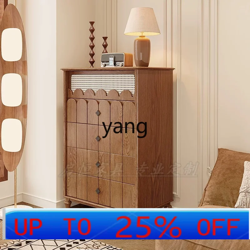 

LH French retro chest of drawers medieval solid wood bedroom locker living room combination TV cabinet