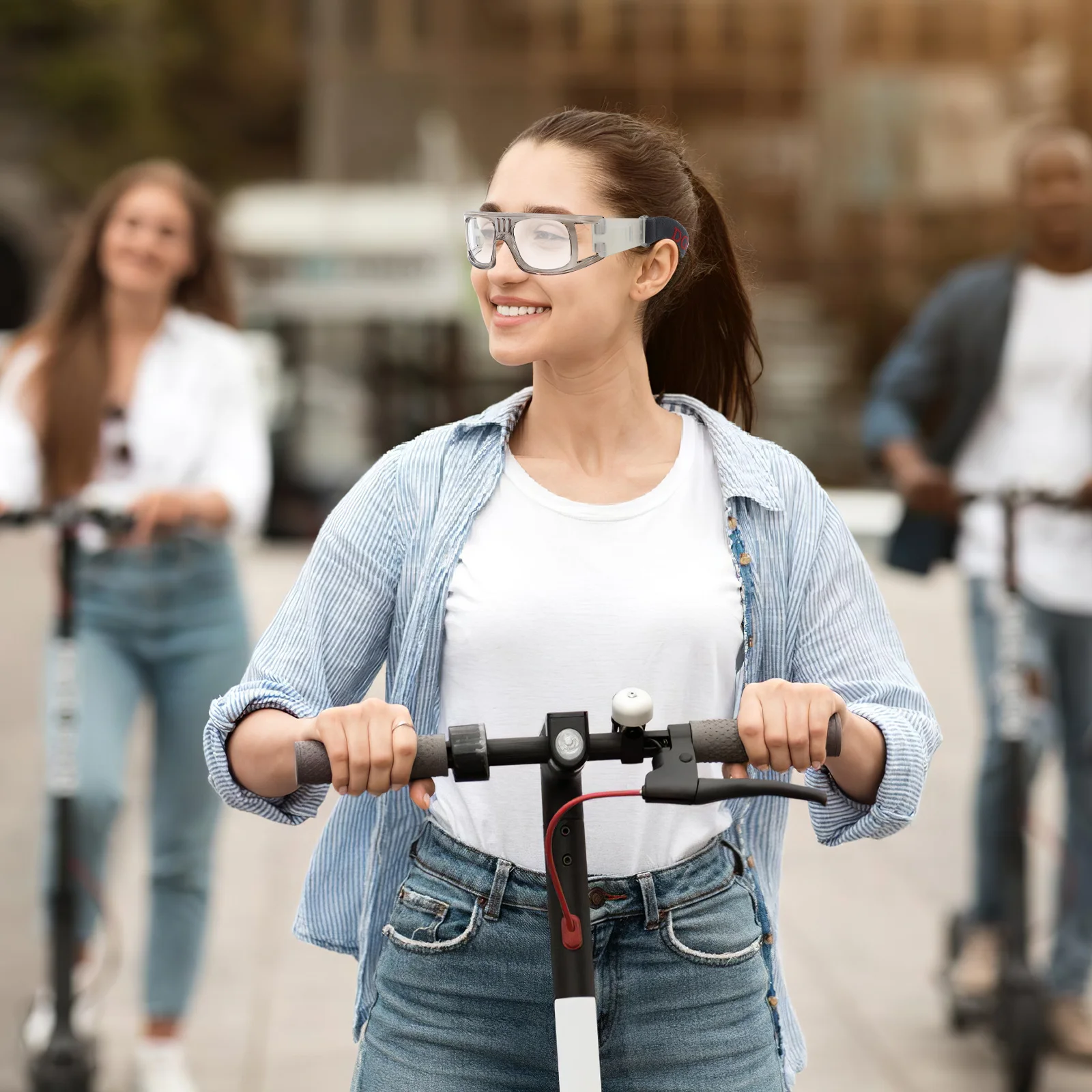 

Shockproof Uv-Resistant Protective Sports Goggles Grey Detachable Frame Adjustable Strap Basketball Football Soccer Cycling