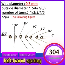 10PCS Wire diameter 0.7mm Left Rotation Spring left Torsion Spring Return And Reset V-shaped Spring laps1/2/3/4/5lap 304SUS