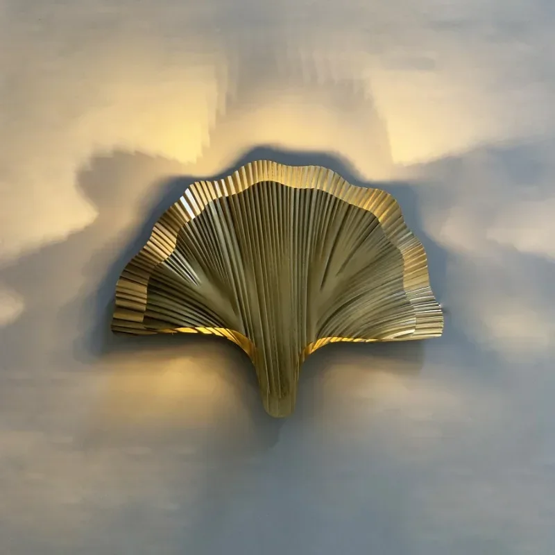 Wall lamp simple American light luxury ginkgo biloba retro simple European living room background