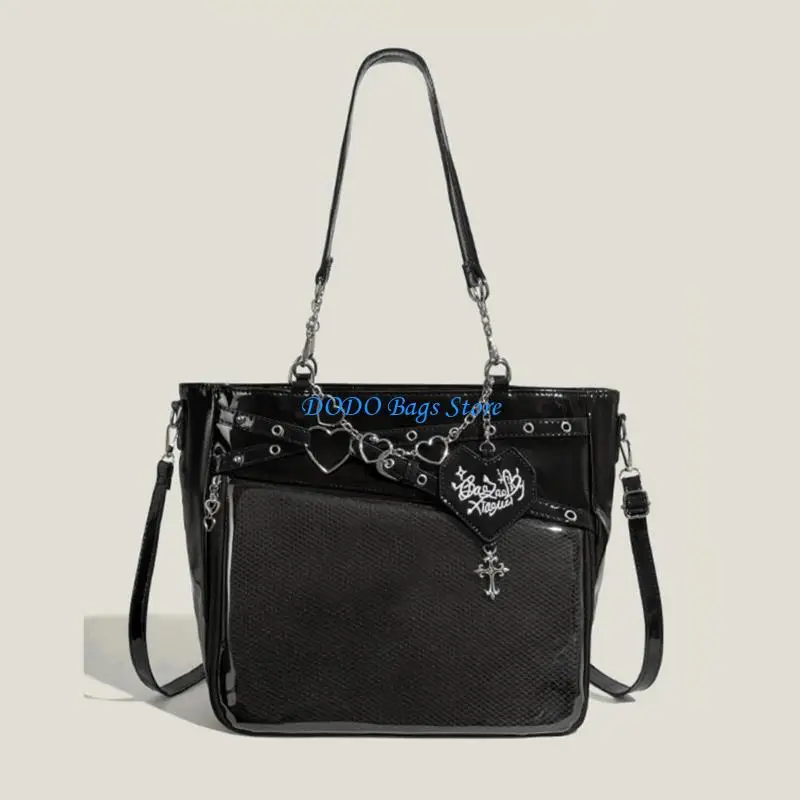 حقيبة كتف على شكل سلسلة قلب وحقيبة ثقافة الرسوم المتحركة اليابانية مع حزام قابل للتعديل للديكور الفريد والاستخدام اليومي #3