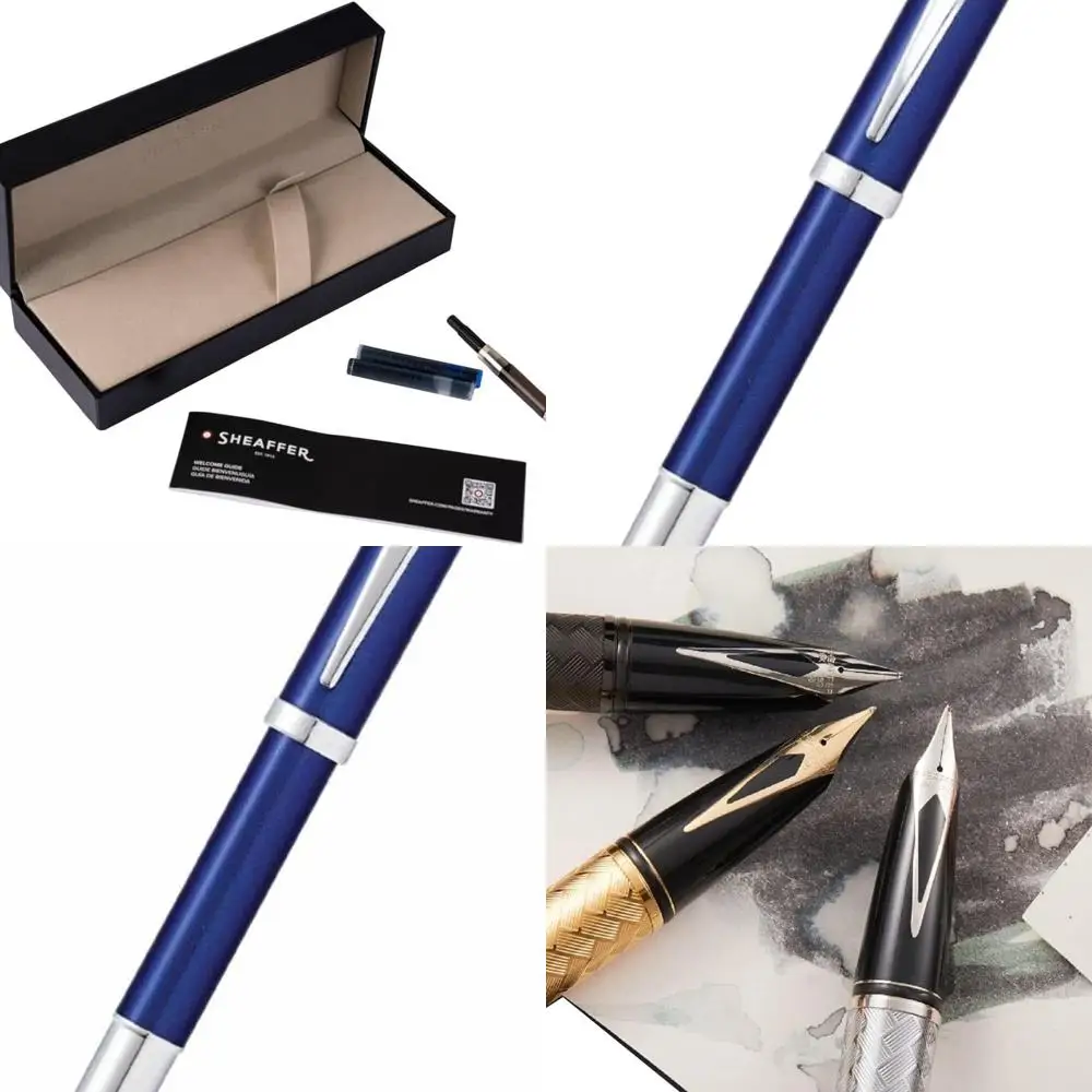 

Medium Nib Blue Lacquer Fountain Pen with Polished Chrome Accents