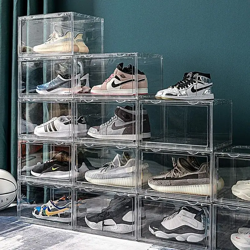 

10Pcs/set Transparent Acrylic Display Shoes Boxes Home Shoes Shop Stackable Sundries Storage Boxes