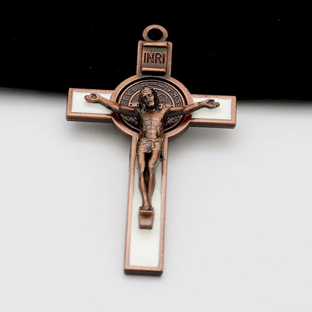 Kruzifix Saint Benedict Kreuz Halskette Anhänger Jesus Religiöse Geschenke für Frauen Männer Schmuck 2 Stück Bulk – Detail 8