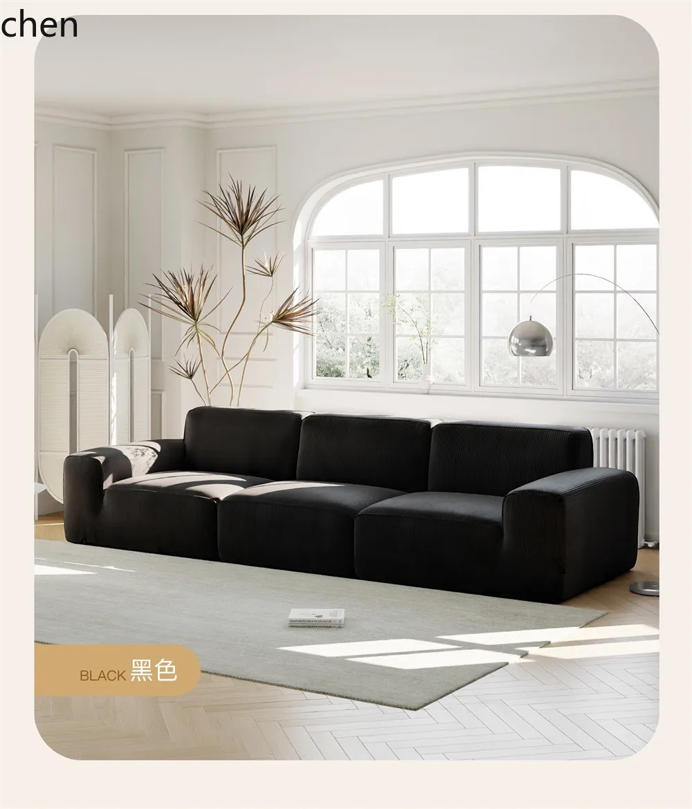 HT compression vacuum sofa living room straight row tofu block pure sponge sofa