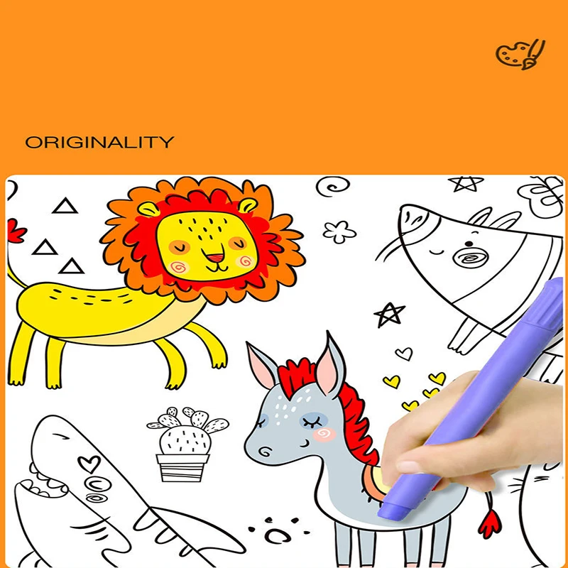 Large Sized Colored Drawing Paper, Graffiti Scroll, Dinosaur World, Transportation and Other Drawings, Used for Beginners and En
