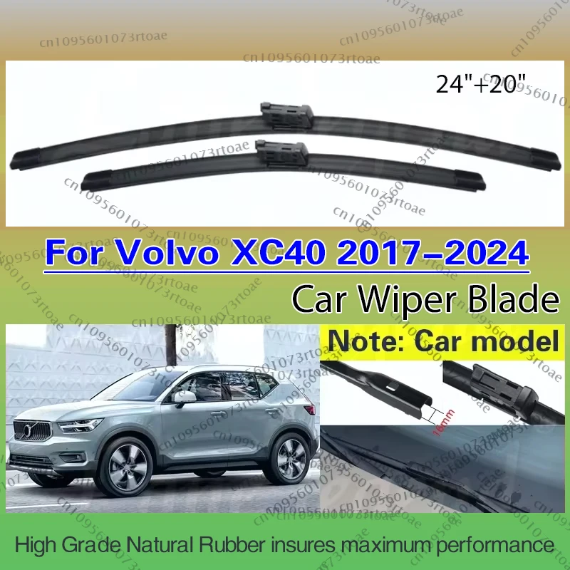

2PCS For Volvo XC40 2017 - 2024 24"+20" Front Wiper Blades Windshield Windscreen Window Brushes Accessories 2018 2019 2020 2021