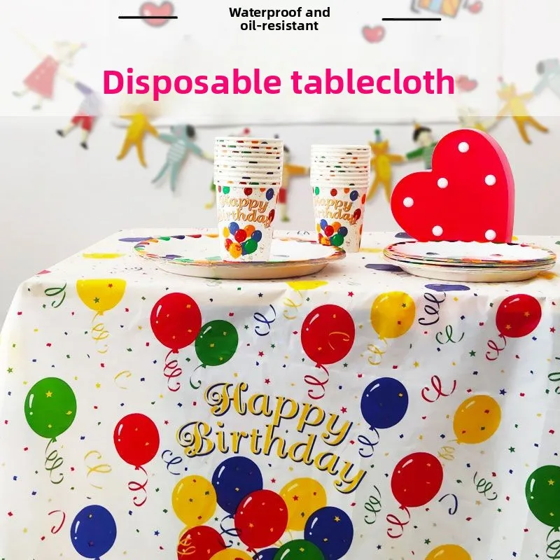子供の誕生日パーティー用の厚手の使い捨てテーブルクロス長方形宴会テーブル雰囲気感覚シーン装飾