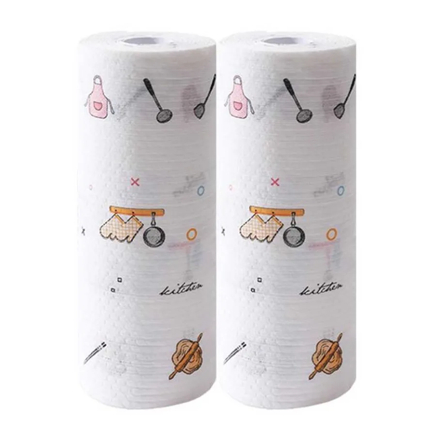 

2 Rolls Kitchen Paper Towels Disposable Dish Cleaning Cloth Kitchen Tissue Paper