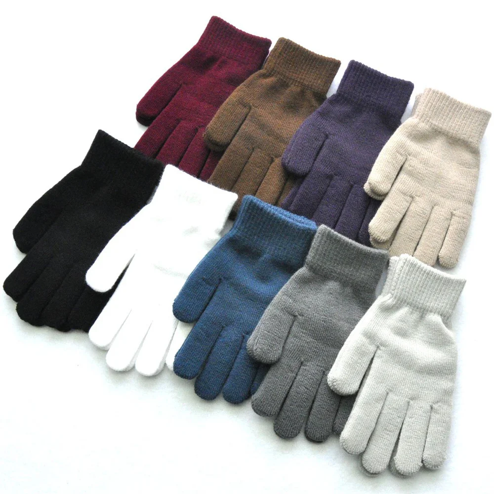 2023 New Women Men Warm Gloves Winter Touch Screen Plush Fleece Gloves Cold Warm Wool Solid Color Knitted Mittens Cycling Gloves