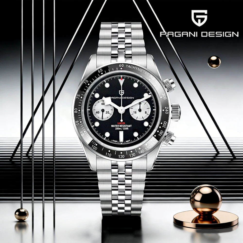 Pagani Design Herrenuhr 2026 neue luxuriöse Panda Quarzuhr Herren Speed Sports Chronograph Saphir 10BAR Business Uhr für Herren