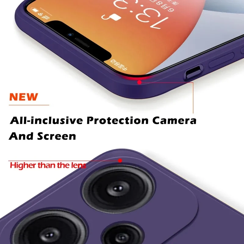 Poco F5 pro PocoF5 Case Square Liquid Silicone Camera Lens Protector Soft Cover For Xiaomi Poco F5 Poco F 5 PocoF5 Phone Cases