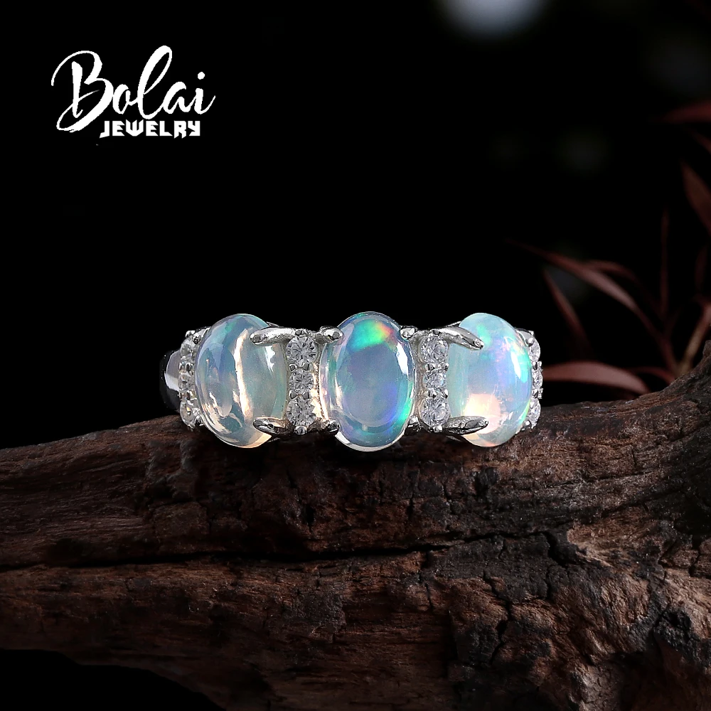 Luxury design 925 sterling silver October Birthstone Natural opal Ring fine jewelry gemstones for women birthday and party gifts - view 2