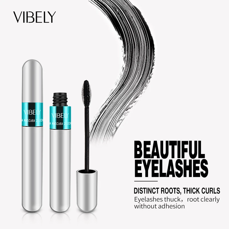 Rimel VIBELY 4D Silk Fiber Wimpern Mascara Wasserdichte Lange Anhaltende Extra Volumen Verlängerung Lash Wimpern Schwarz Mascara Machen-up