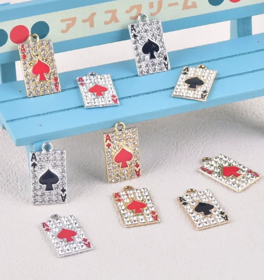 10 pcs Poker Spades Charm Earrings DIY Key chain Necklace Pendant Bracelet Jewelry Handmade Findings Gift