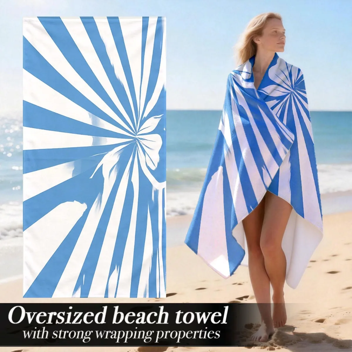 Sunburst Striped Oversized Beach Towel Patterned Sunscreen And Windproof Suitable For Swimming Pool Camping Travel Blanket