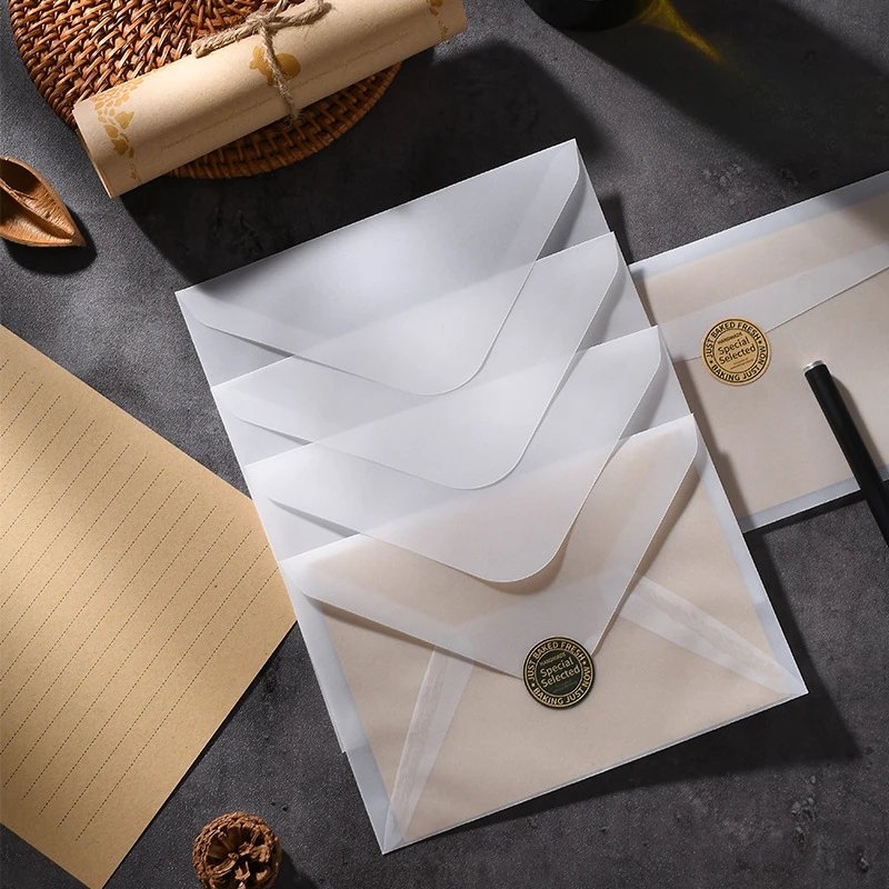 

10pcs/lot Blank Translucent Envelope for Invitations Postcards European Giftbox Message Card Envelopes Wedding Business Letters