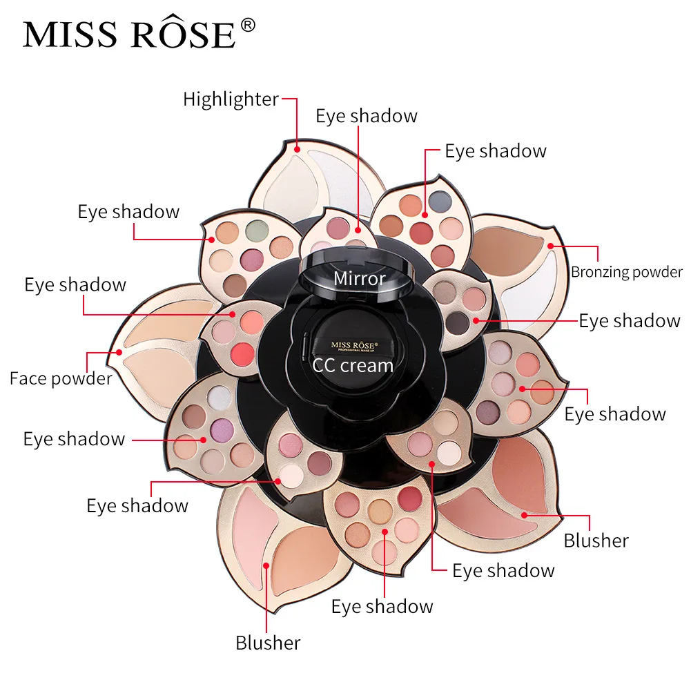 MISS ROSE All in One Makeup Kit for Women Full Kit Set Make Up Sets Eyebrow Eyeliner Eyeshadow Brushe Multi-Purposes Kits Box