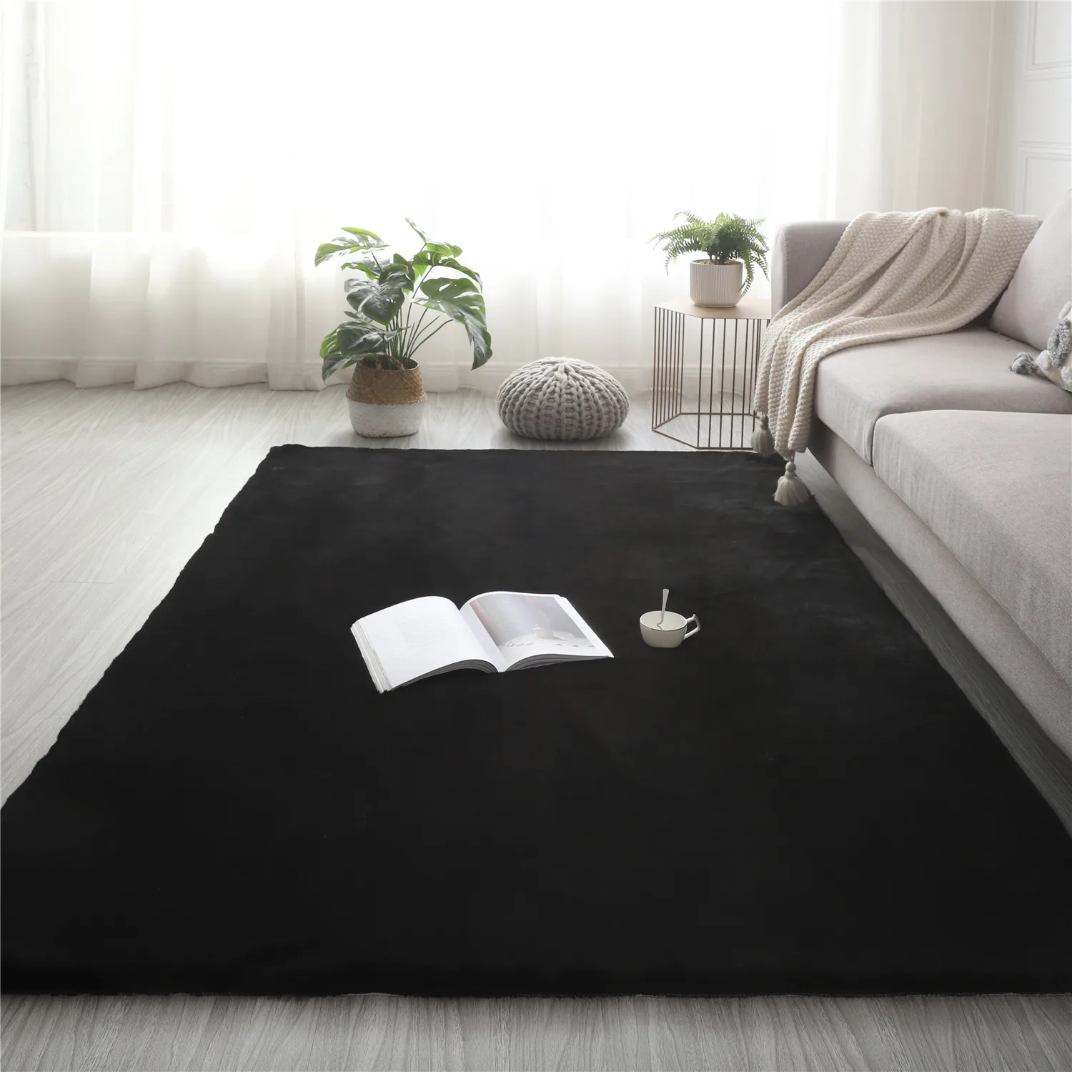 Alfombra de piel sintética de conejo para sala de estar, tapete esponjoso de piel de oveja sintética, Súper suave, para habitación de niños y guardería