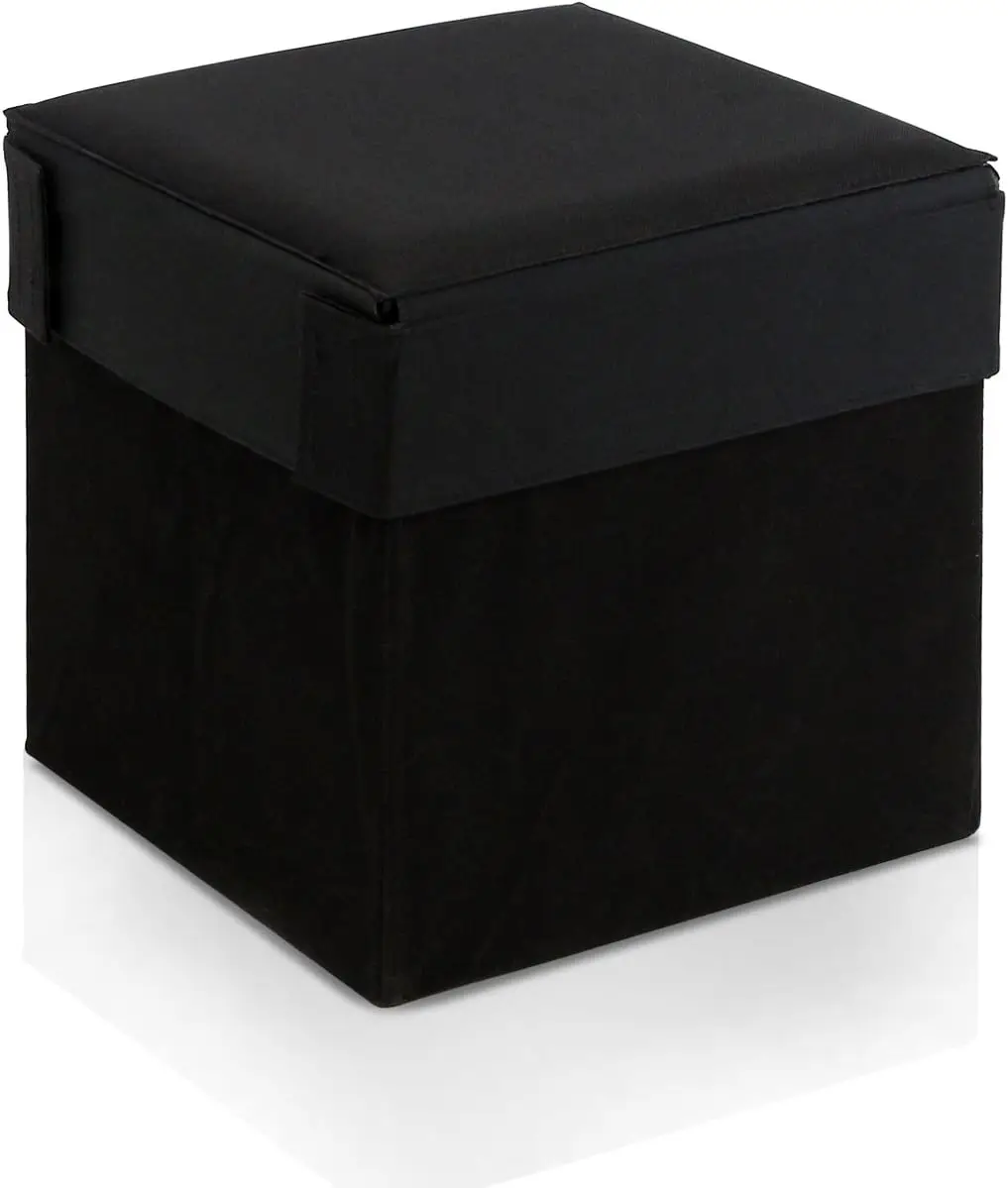 Oxford-Tabouret de Rangement Carré Pliable, Noir