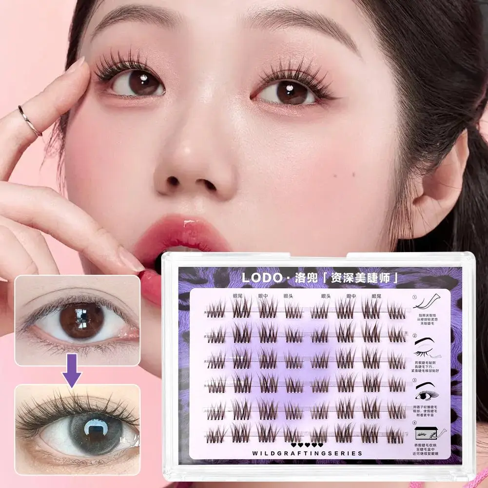 Braune Cluster-DIY-Wimpern, individuelles Volumen, falsche Cluster, braune Cluster, falsche schwarze Wimpern, farbiges Make-up und Wimpern A5F5