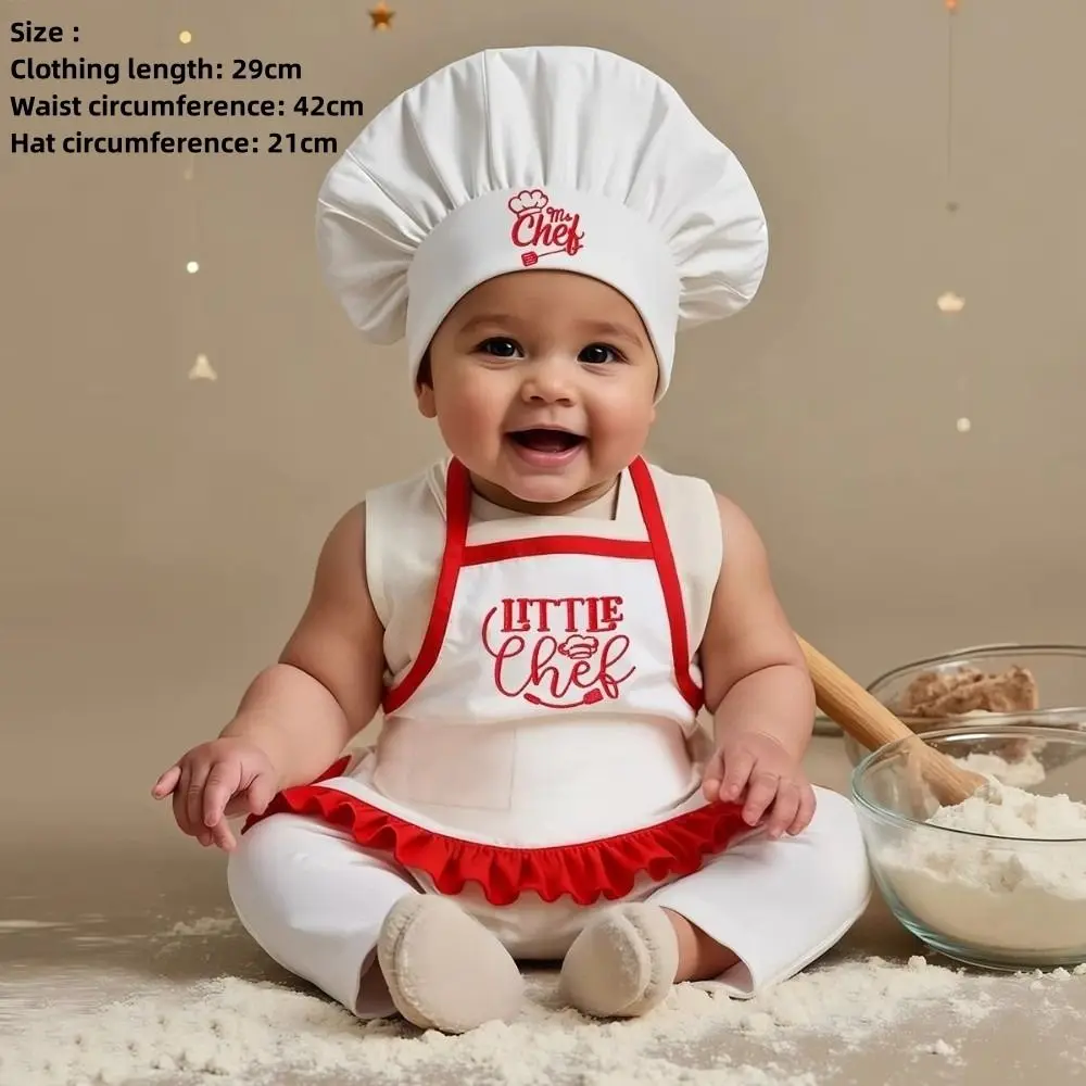 2Pcs Embroidered Newborn Photography Clothes Cosplay Suitable For Taking Pictures Little Chefs Clothes Newborn Photography Props
