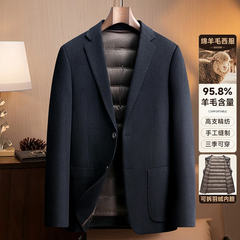 

High-end, fashionable and stylish 96% wool" Casual and trendy thick wool suit with down detachable inner liner (90% down)