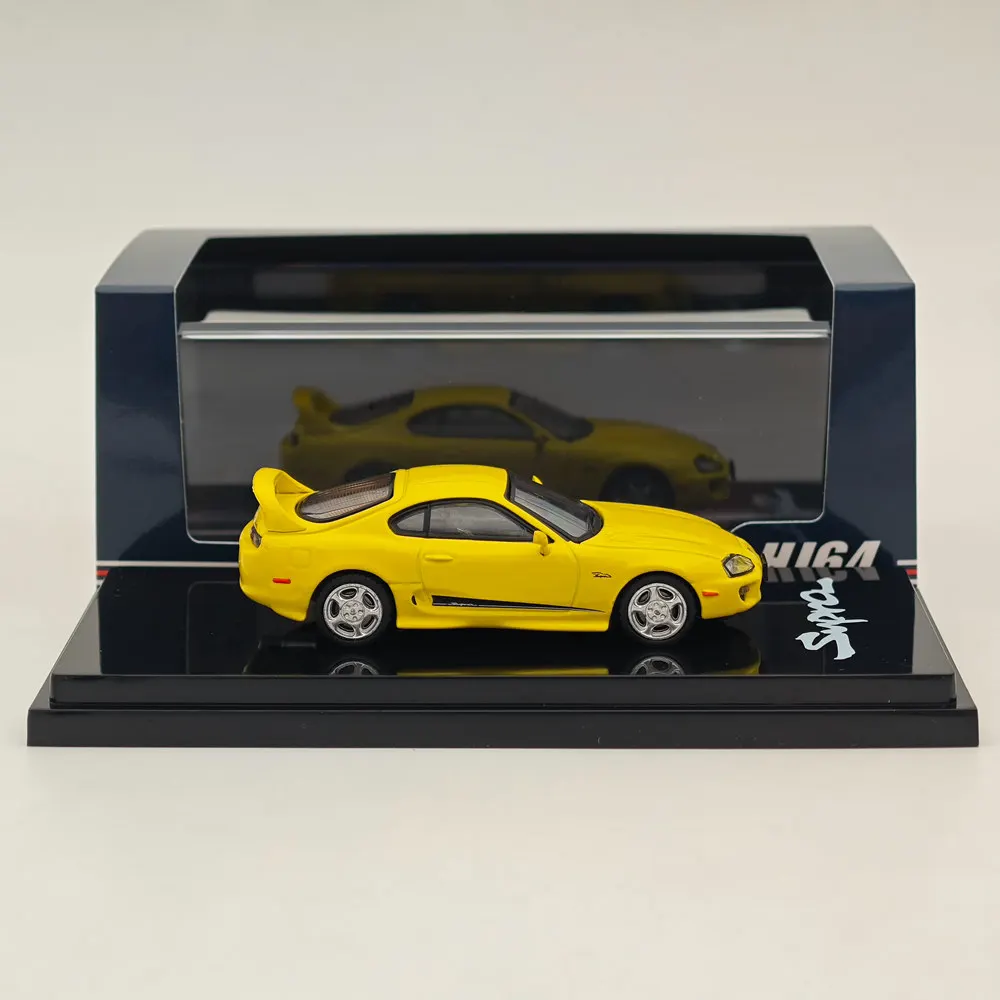 Hobby Japan 1/64 For SUPRA RZ JZA80 GENUINE CUSTOMIZED VER with ActiveSpoiler Yellow HJ643042Y Diecast Model Car Collection Toys