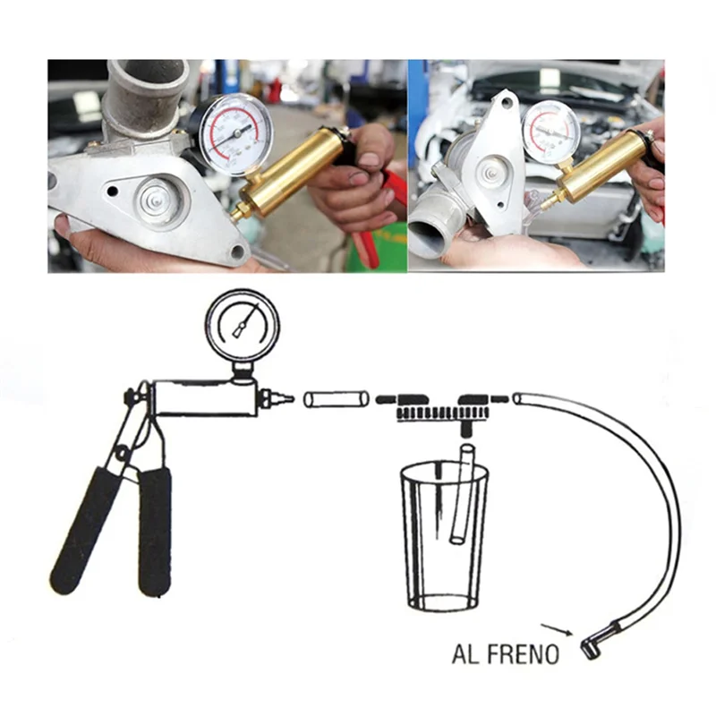 A11F-Auto Diagnostic-Tool Car Auto Handheld Vacuum Pump Brake Bleeder Adaptor Fluid Reservoir Oil Tester Tools Kit