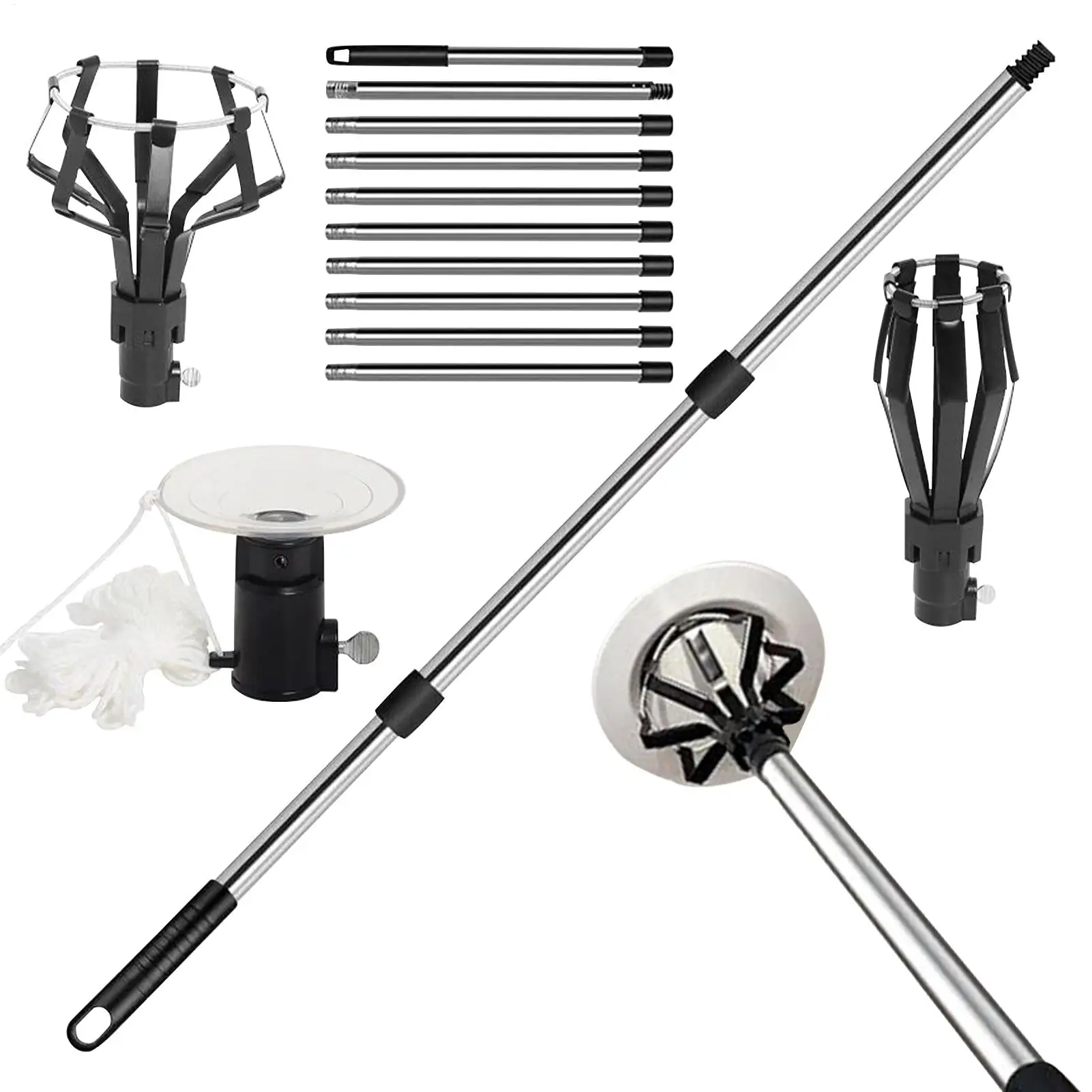 

Полюс для смены лампочек, 13-футовый столб для смены лампочек с высоким ходом, артефакт для замены лампочек с корзиной, присоской, вытяжной столб для