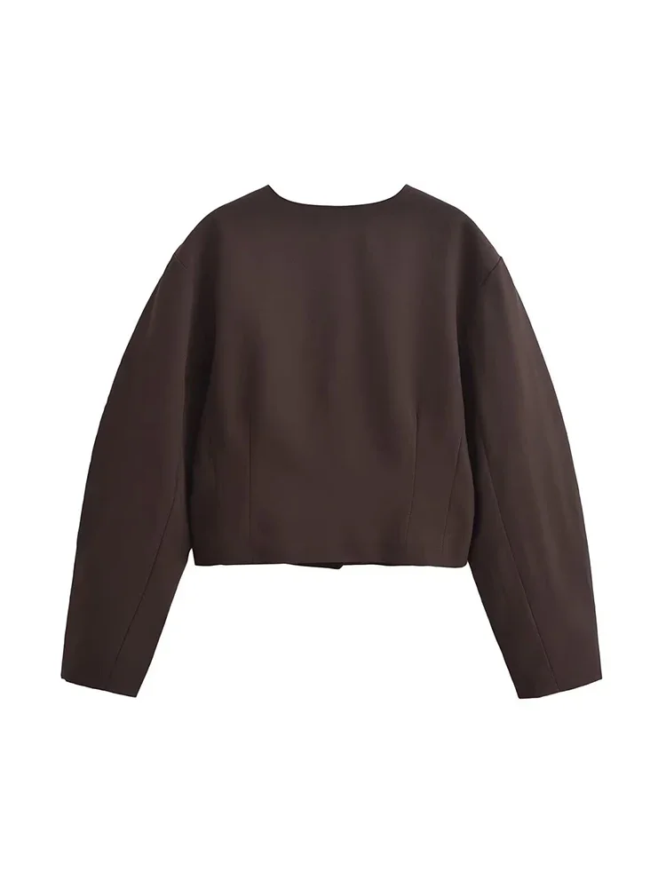 ملابس نسائية للتجارة الخارجية على الطراز الأوروبي والأمريكي موضة جديدة لعام 2024 سترة بدلة نسخة بالون مناسبة تمامًا