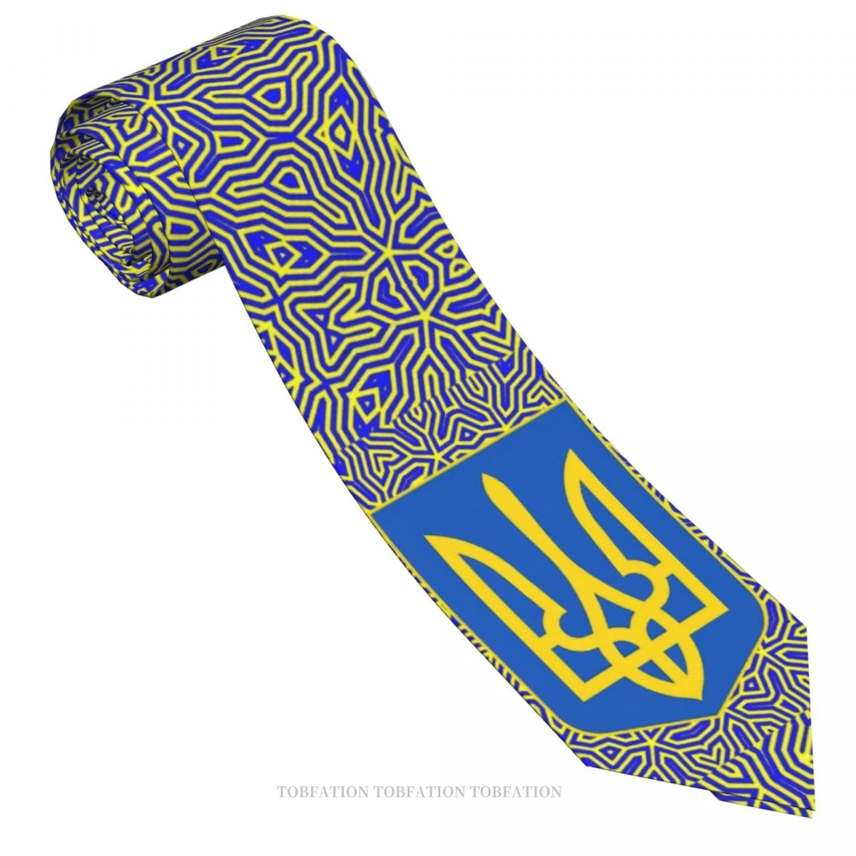 Trident Print Ties Ukraine Ukrainian Casual Unisex Neck Tie Daily Wear Narrow Striped Slim Cravat