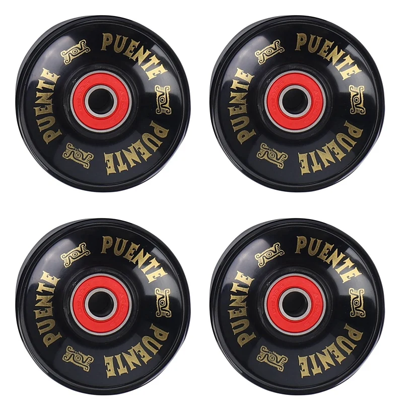 PUENTE 4Pcs/Set Cruiser Skateboard Wheels PU Wheels Long Board Cruiser Wheels With ABEC-9 Bearings