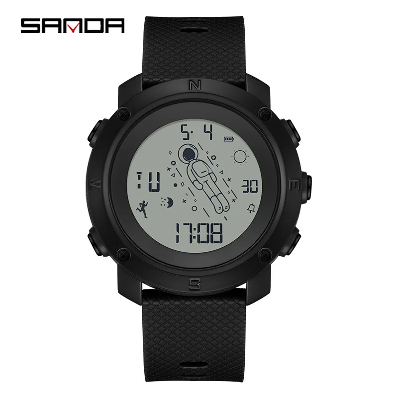 SANDA astronaut series electronic watch with multifunctional luminous display and 50 meter waterproof children's student watch