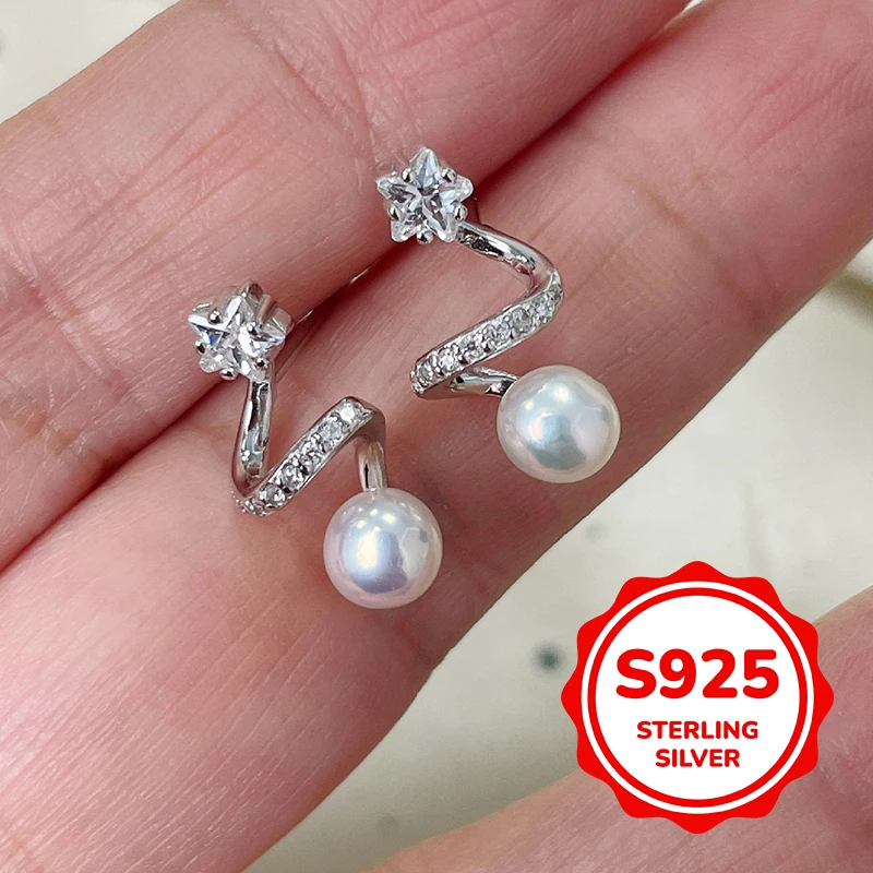 

s925 sterling silver niche design sense fresh water earrings for women fashion sweet star earrings versatile