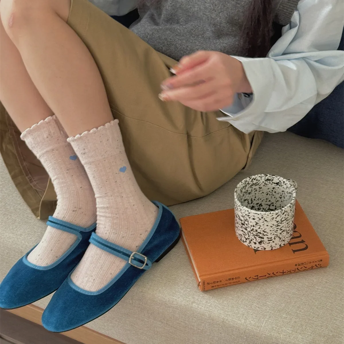 SP&CITY Colorful Dot Cotton Boneless Women's Socks Cotton Cute Ruffle Middle Tube Socks Fashion Casual Student Comfortable Socks image 4