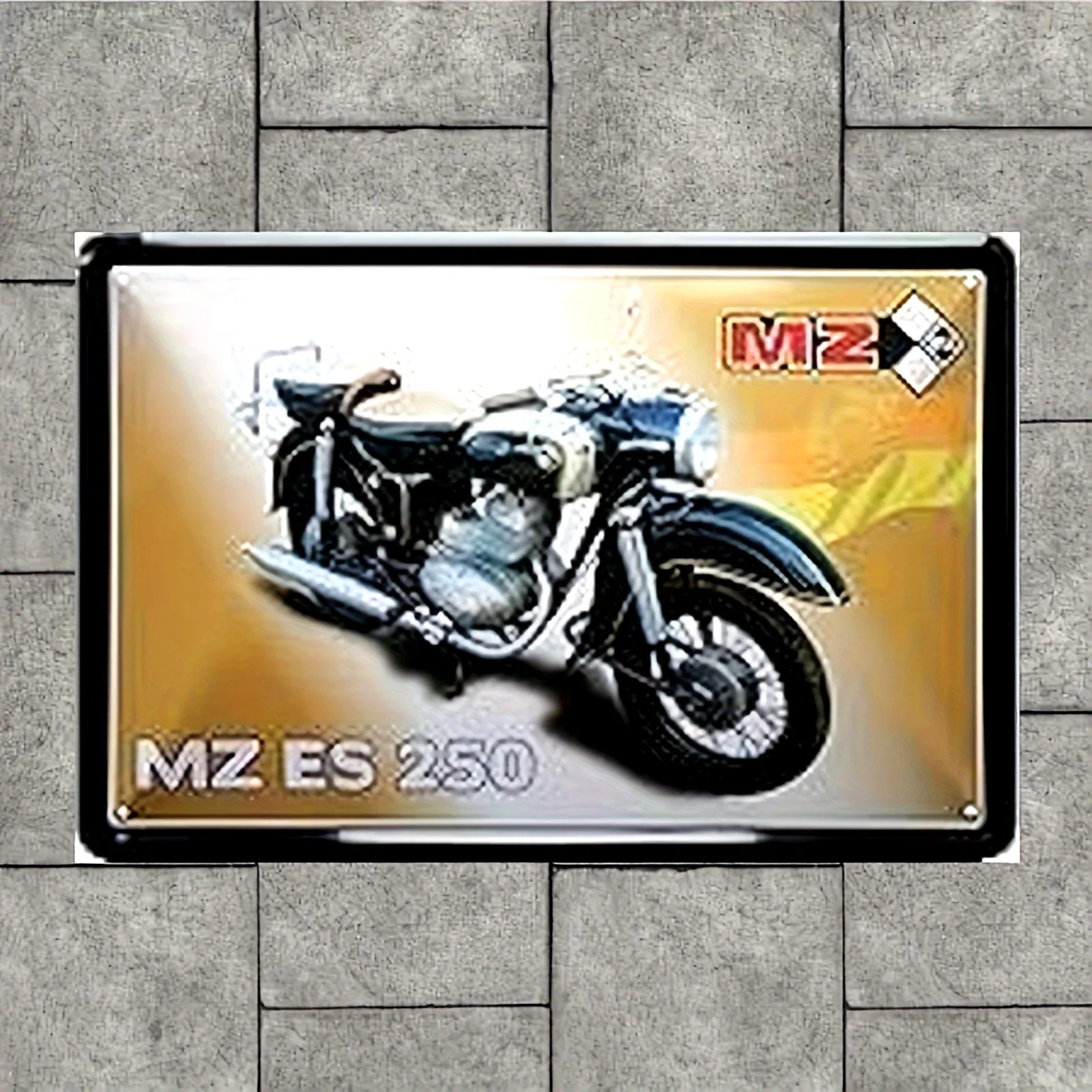 

Винтажная жестяная вывеска для мотоцикла MZ ES 250 — ретро GDR, историческая ностальгия, металлическое настенное искусство, идеальный подарок для энтузиастов,