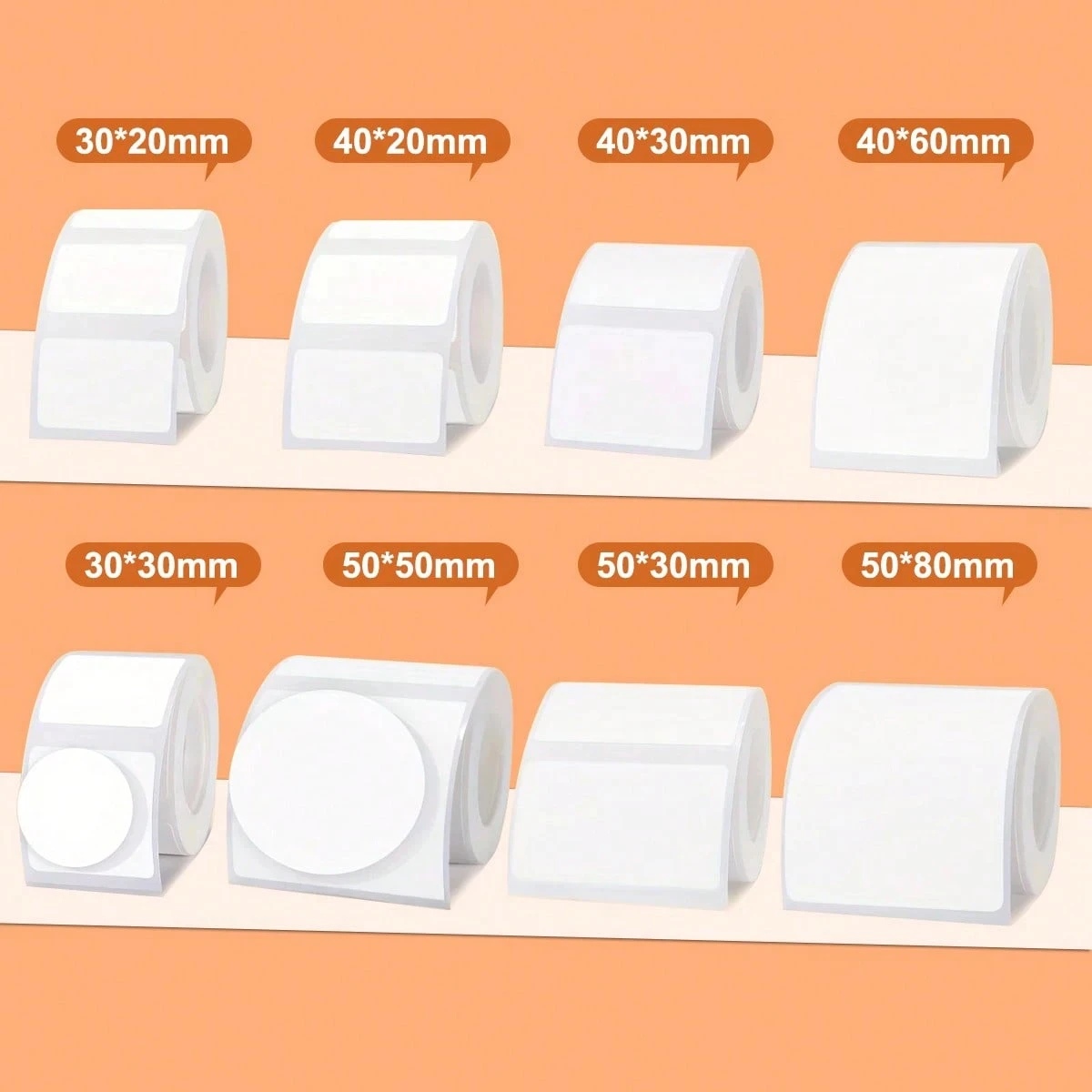 Thermal Label Printer Paper, White Square Self-Adhesive Thermal Paper, Thermal Labels Compatible With M110 M120 M200 M220 Label