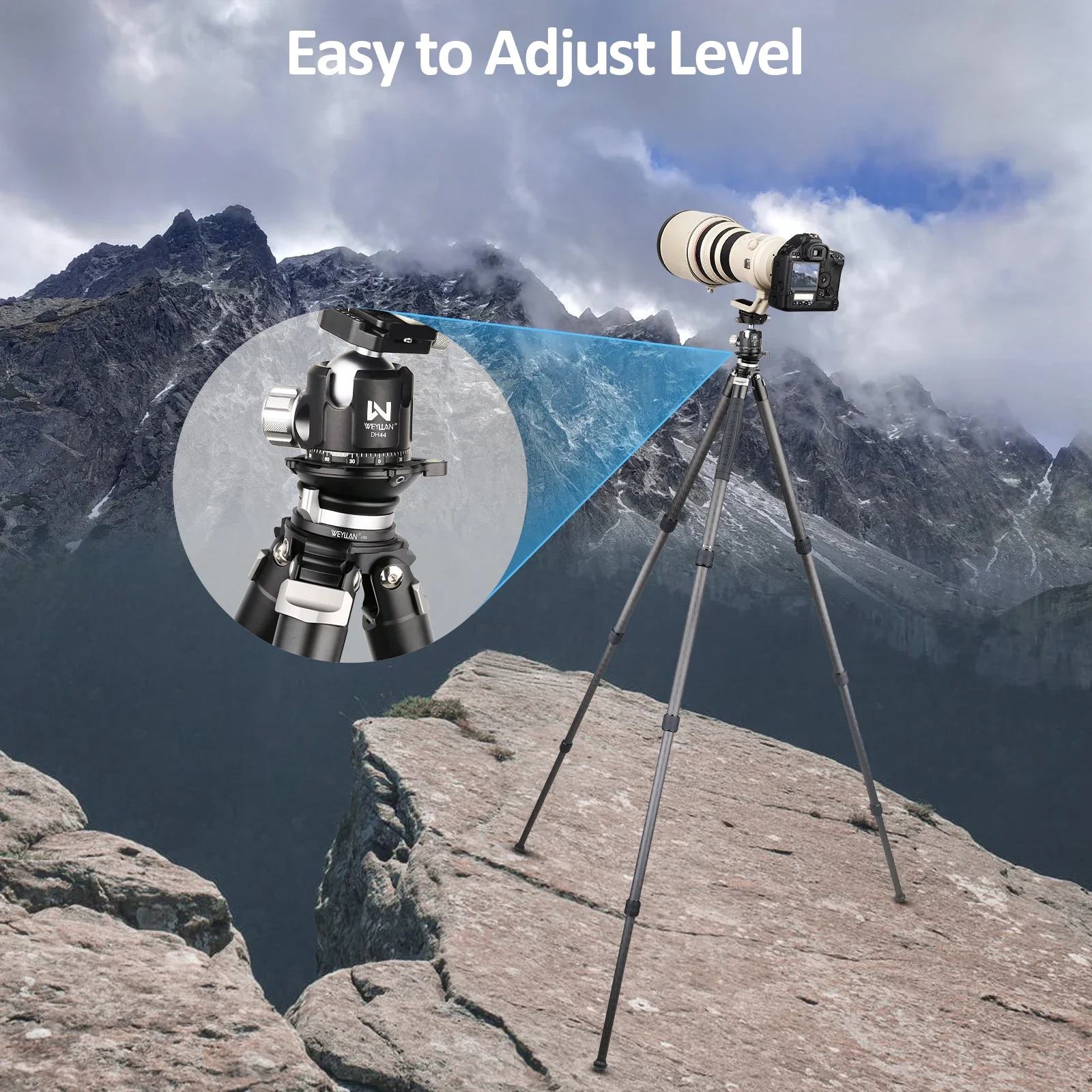 WEYLLAN LH6 Leveling Base Tripod 3/8 1/4 Screw Head Universal Horizontal Adjustment Mount Panoramic Head DSLR Shot Max Load 20kg