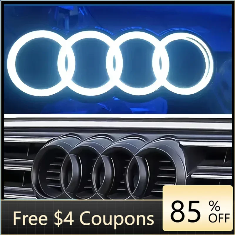 

New Car Sticker For Audi Car LED Grille Static State Light Black Silvery Badge Emblem AUDI Logo Light For AUDI A3 A4 A5 A6 A7 A8