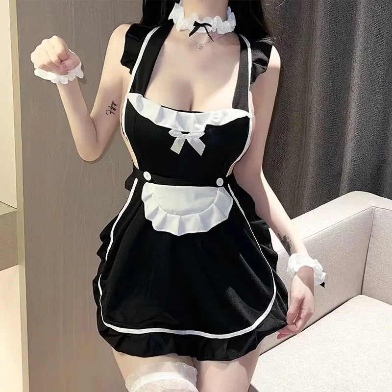 Sexy lingerie Sexy passion free maid dress apron lace lace-up uniform sexy suit