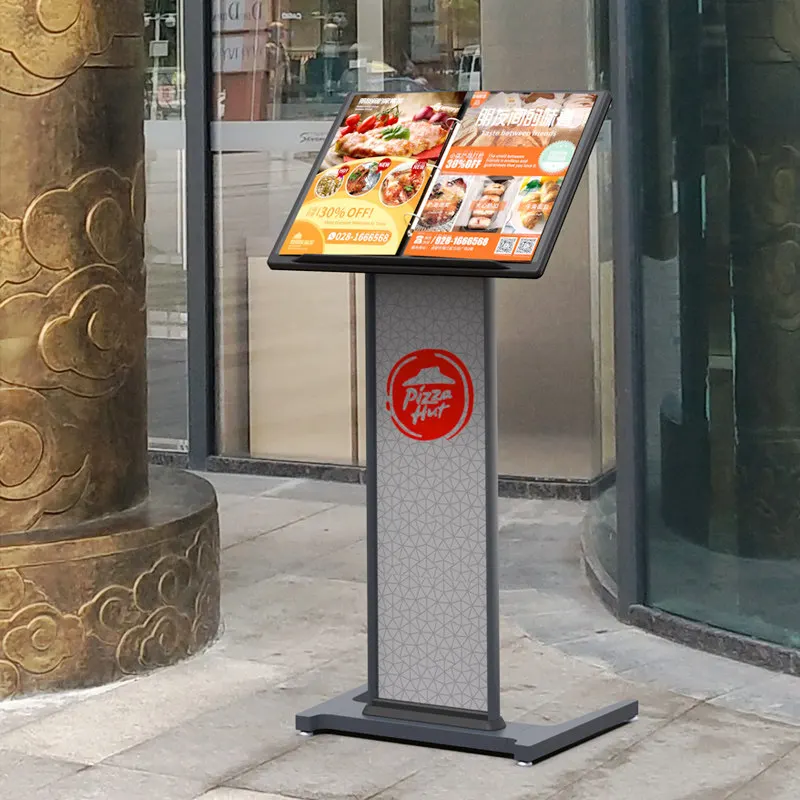 Restaurant entrance vertical floor-to-ceiling turning menu menu display rack Sales department loose-leaf document contract infor