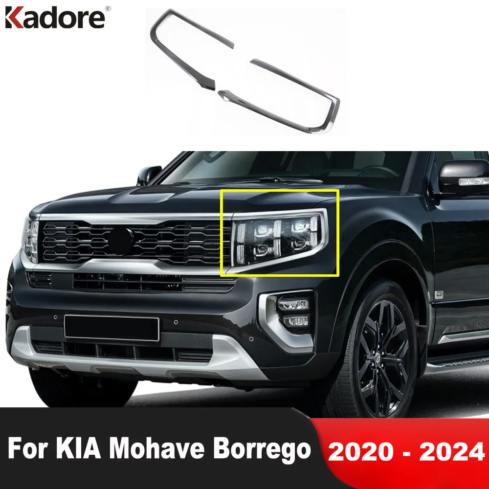 

Накладка на переднюю фару для KIA mohas Borrego 2020 2021 2022 2023 2024 из углеродного волокна, аксессуары для передней фары