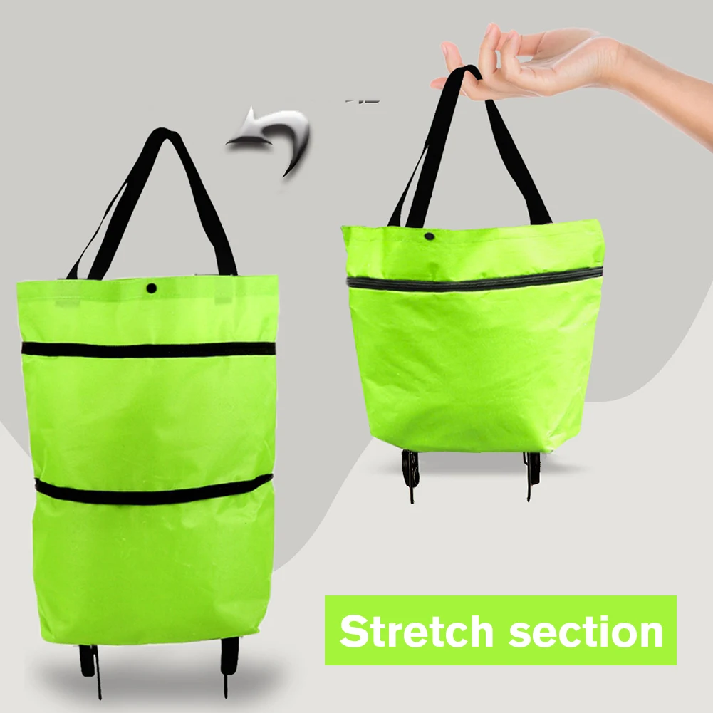 Shopping Trolley Bag with Wheel Portable Foldable Tote Bag Shopping Cart Grocery Bags Waterproof High-Capacity for Camping Trip