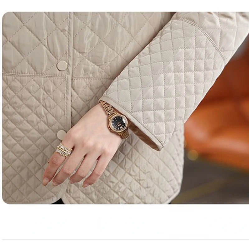 Veste matelassurera à simple boutonnage pour femme, parkas légères, manteau chaud à manches longues, poche solide, tendance vestimentaire, automne,