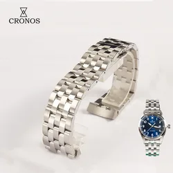 Cronos Stainless Steel Bracelet Watch Parts For 20mm Width 5 Links Fly Adjustable Clasp For Cronos L6012