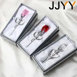 Valentine's Day Gift Crystal Glass Rose Statue Craft Favor Valentine's Day Gift Souvenirs Wedding Decoration Ornaments Gift Box